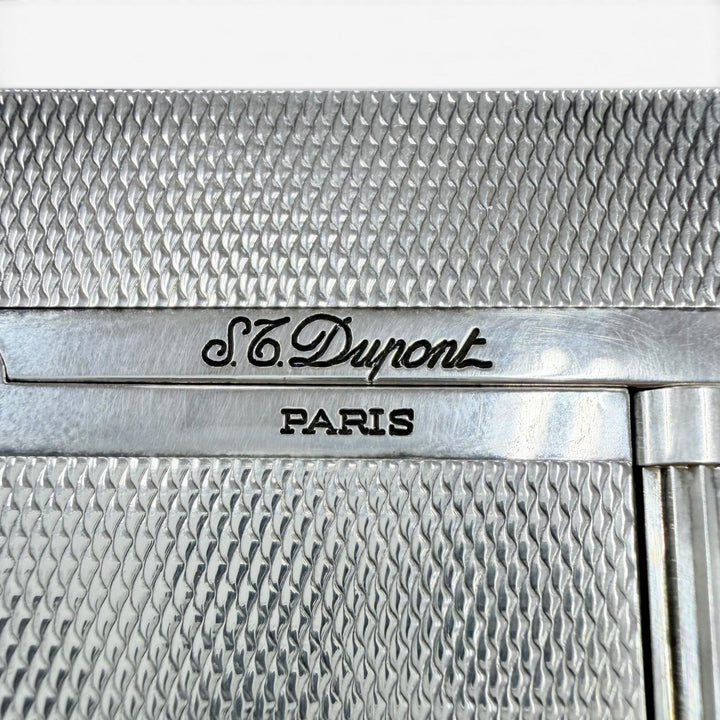 極美品◇Dupont デュポン ヴァーティカルライン ライン2 総柄 ローラー式 ガスライター 喫煙具 シルバー フランス製 メンズ 着火確認済み