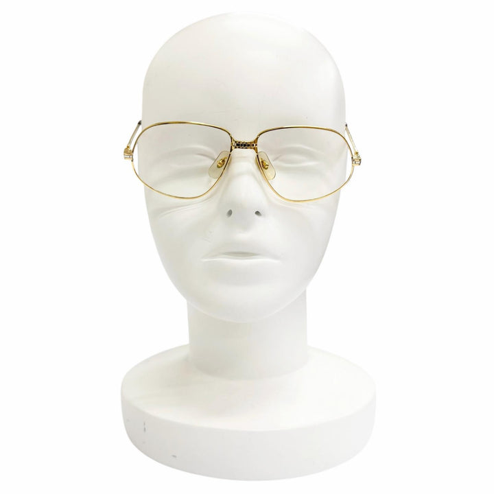 良品△Cartier カルティエ ヴィンテージ マイヨン パンテール メガネ 眼鏡 アイウェア ゴールド ボルドー 56□14 135 度入り 仏製 メンズ