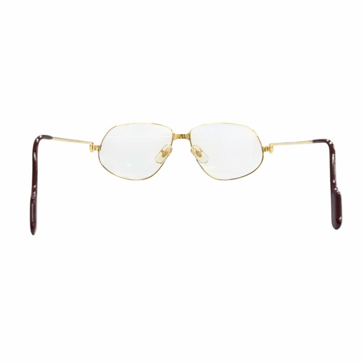 良品△Cartier カルティエ ヴィンテージ マイヨン パンテール メガネ 眼鏡 アイウェア ゴールド ボルドー 56□14 135 度入り 仏製 メンズ