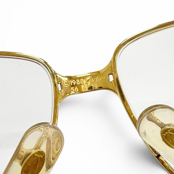 良品△Cartier カルティエ ヴィンテージ マイヨン パンテール メガネ 眼鏡 アイウェア ゴールド ボルドー 56□14 135 度入り 仏製 メンズ