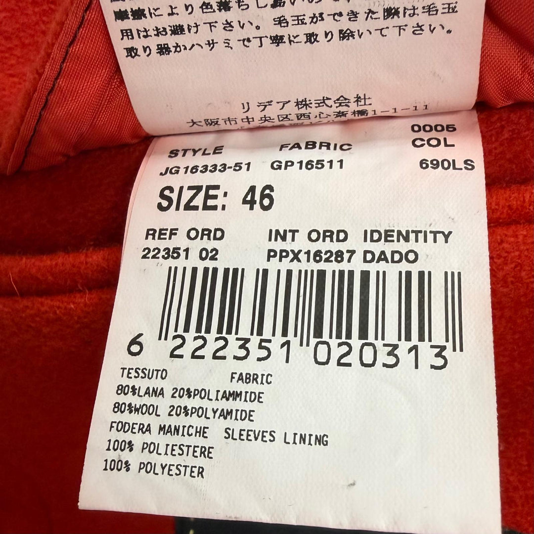 極美品□Gabriele Pasini ガブリエレパジーニ チェック柄 ロゴボタン ダブルブレスト チェスターコート レッド 46 イタリア製 正規品