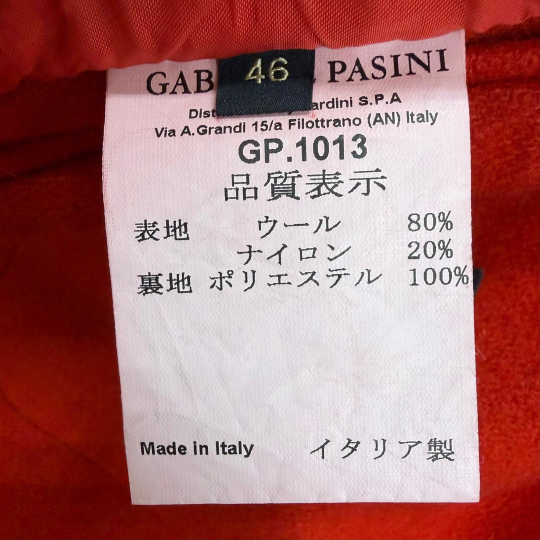 極美品□Gabriele Pasini ガブリエレパジーニ チェック柄 ロゴボタン ダブルブレスト チェスターコート レッド 46 イタリア製 正規品