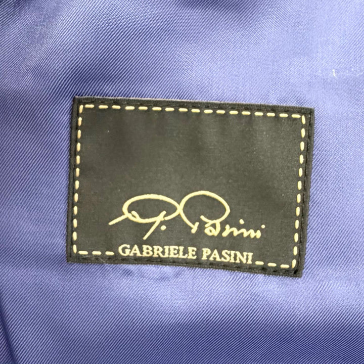美品△Gabriele Pasini ガブリエレパジーニ ウール100％ チェック柄 ツイード テーラードジャケット 段返り ブラウン パープル 48 正規品