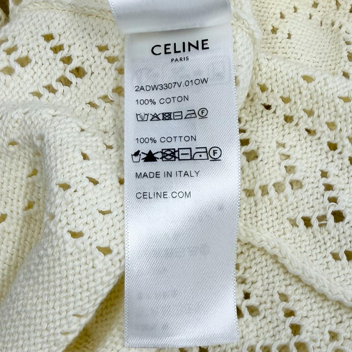 未使用品★CELINE セリーヌ 2ADW3307V コットン100% トリオンフ 総柄 鍵編み ドレス ワンピース アイボリー XS イタリア製 正規品
