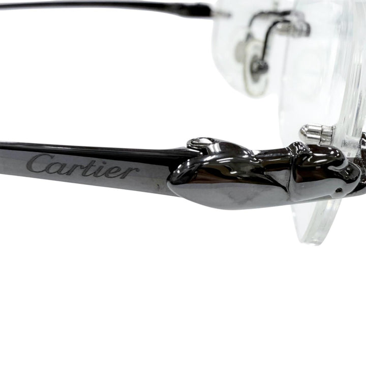 極美品◇Cartier カルティエ パンテール ドゥ カルティエ ツーポイント リムレス パンサー メガネ 眼鏡 ガンメタリック □18 130 度入り
