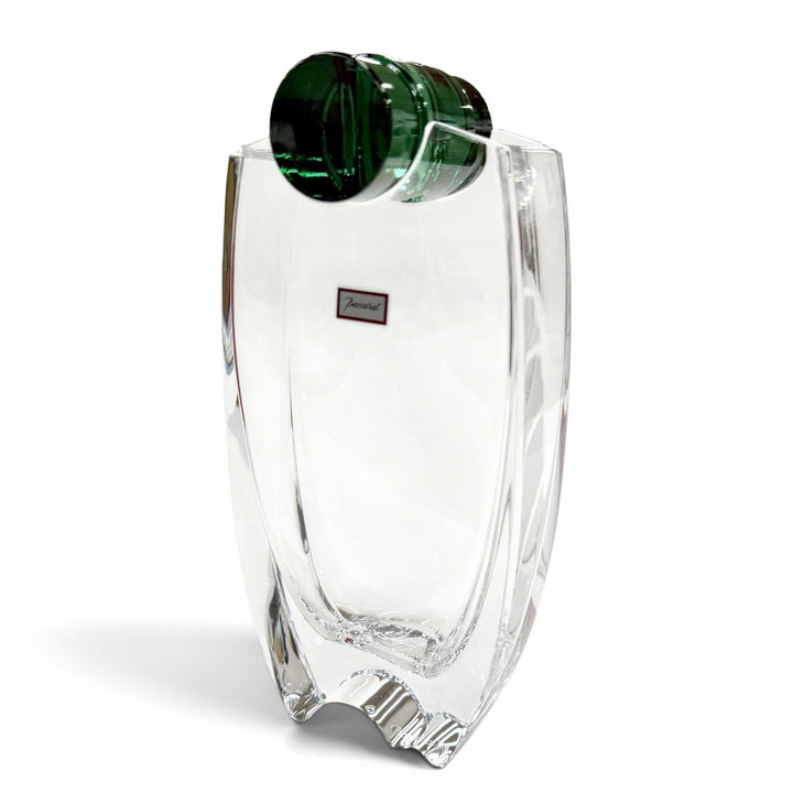 美品◇Baccarat バカラ オセマニア ガラス フラワーベース 花瓶 インテリア クリア エメラルドグリーン レディース 箱付き