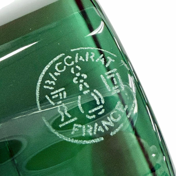 美品◇Baccarat バカラ オセマニア ガラス フラワーベース 花瓶 インテリア クリア エメラルドグリーン レディース 箱付き