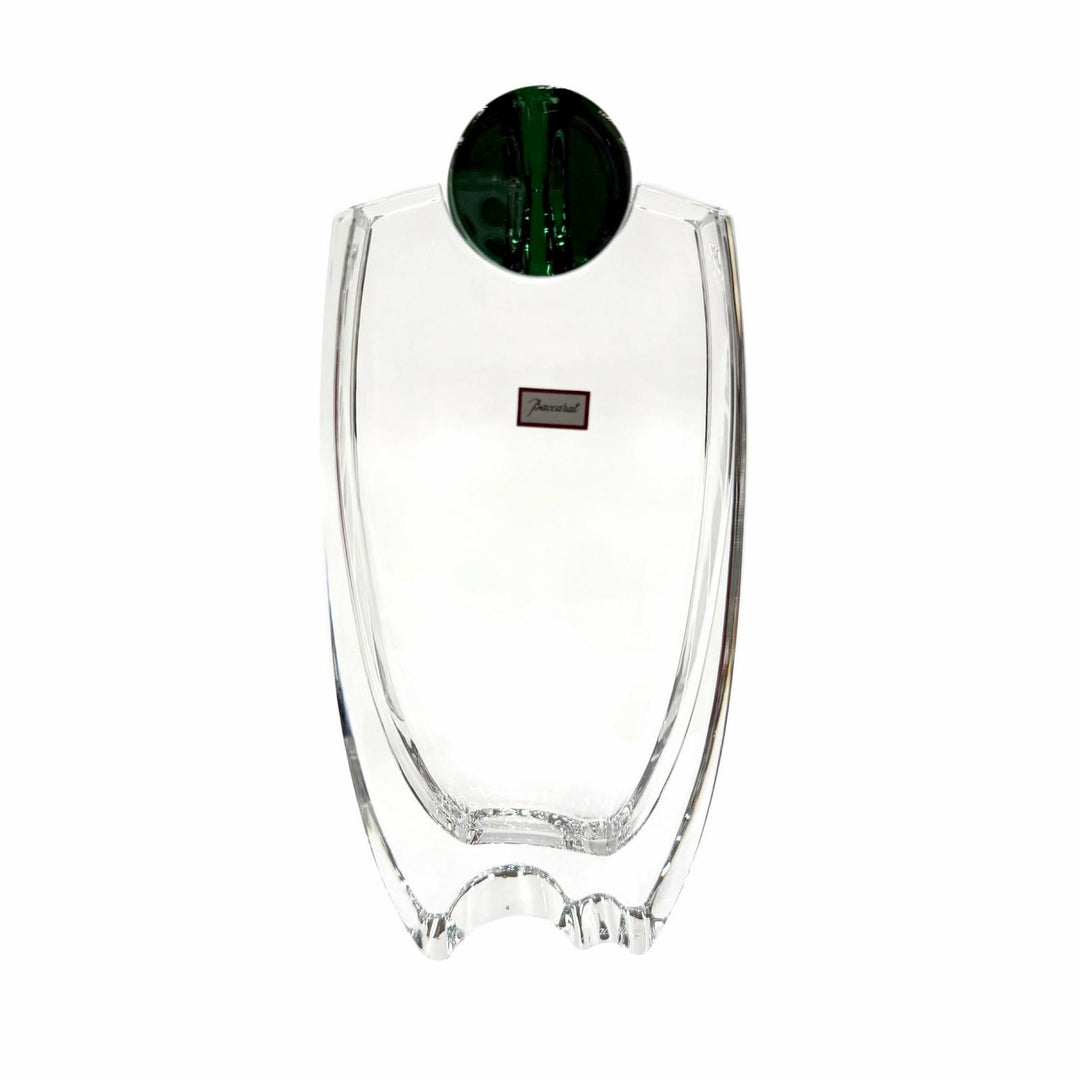 美品◇Baccarat バカラ オセマニア ガラス フラワーベース 花瓶 インテリア クリア エメラルドグリーン レディース 箱付き
