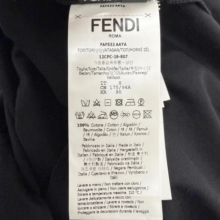 未使用品□FENDI フェンディ コットン100％ FAF532 FFロゴ カーリグラフィ 半袖Ｔシャツ カットソー 黒 S イタリア製 正規品 メンズ
