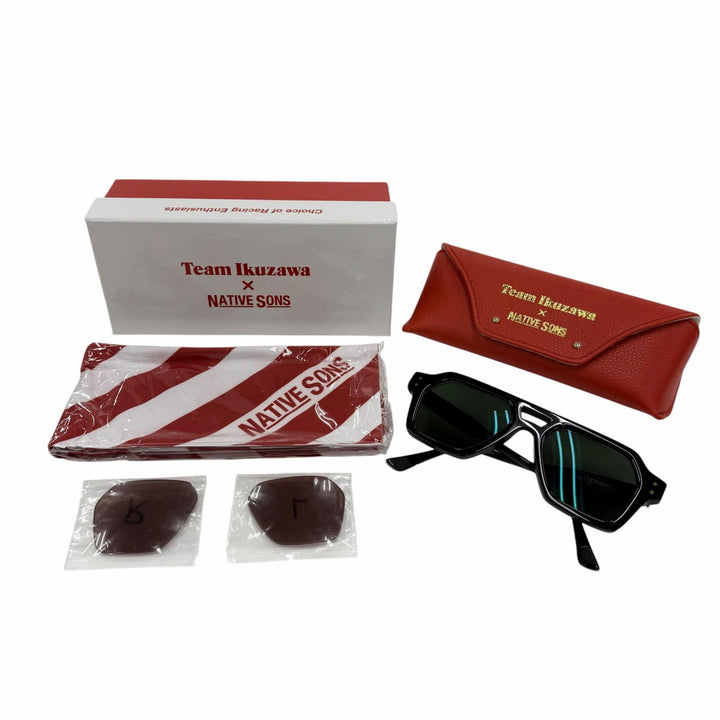 極美品◇NATIVE SONS Team Ikuzawa ネイティブサンズ チームイクザワ TETSU ツーブリッジ サングラス 50.6□19.3 144 度入 日本製 メンズ