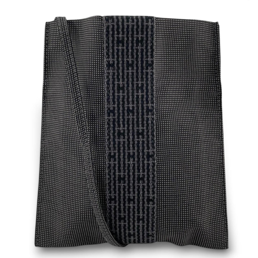 極美品▲HERMES エルメス エールライン ポシェット Hロゴ スクエア サコッシュ ショルダーバッグ グレー フランス製 メンズ