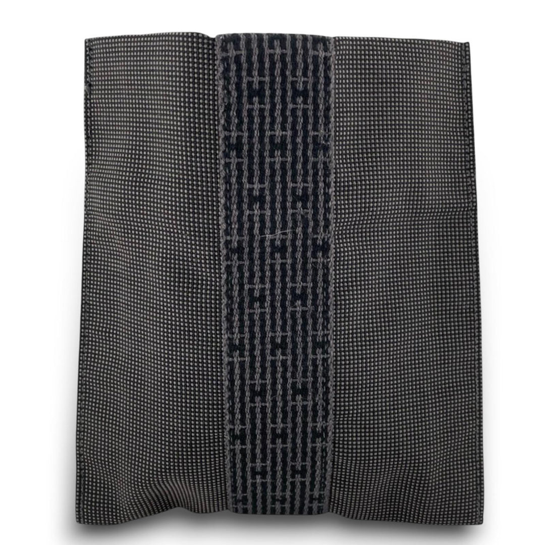 極美品▲HERMES エルメス エールライン ポシェット Hロゴ スクエア サコッシュ ショルダーバッグ グレー フランス製 メンズ