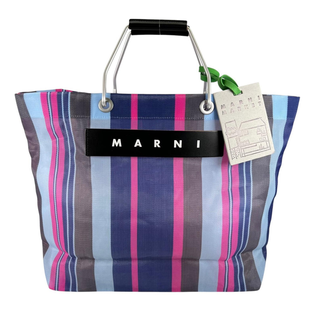 未使用品▲MARNI マルニ SHMHR08A01 FLOWER CAFE フラワーカフェ ストライプ トートバッグ マルチカラー レディース 保存袋付き