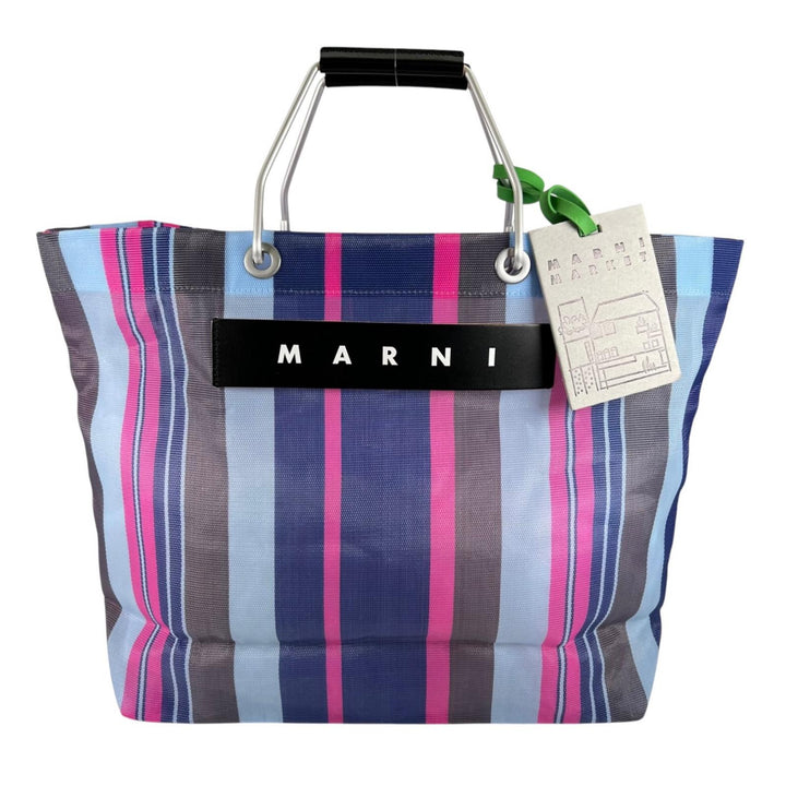未使用品▲MARNI マルニ SHMHR08A01 FLOWER CAFE フラワーカフェ ストライプ トートバッグ マルチカラー レディース 保存袋付き