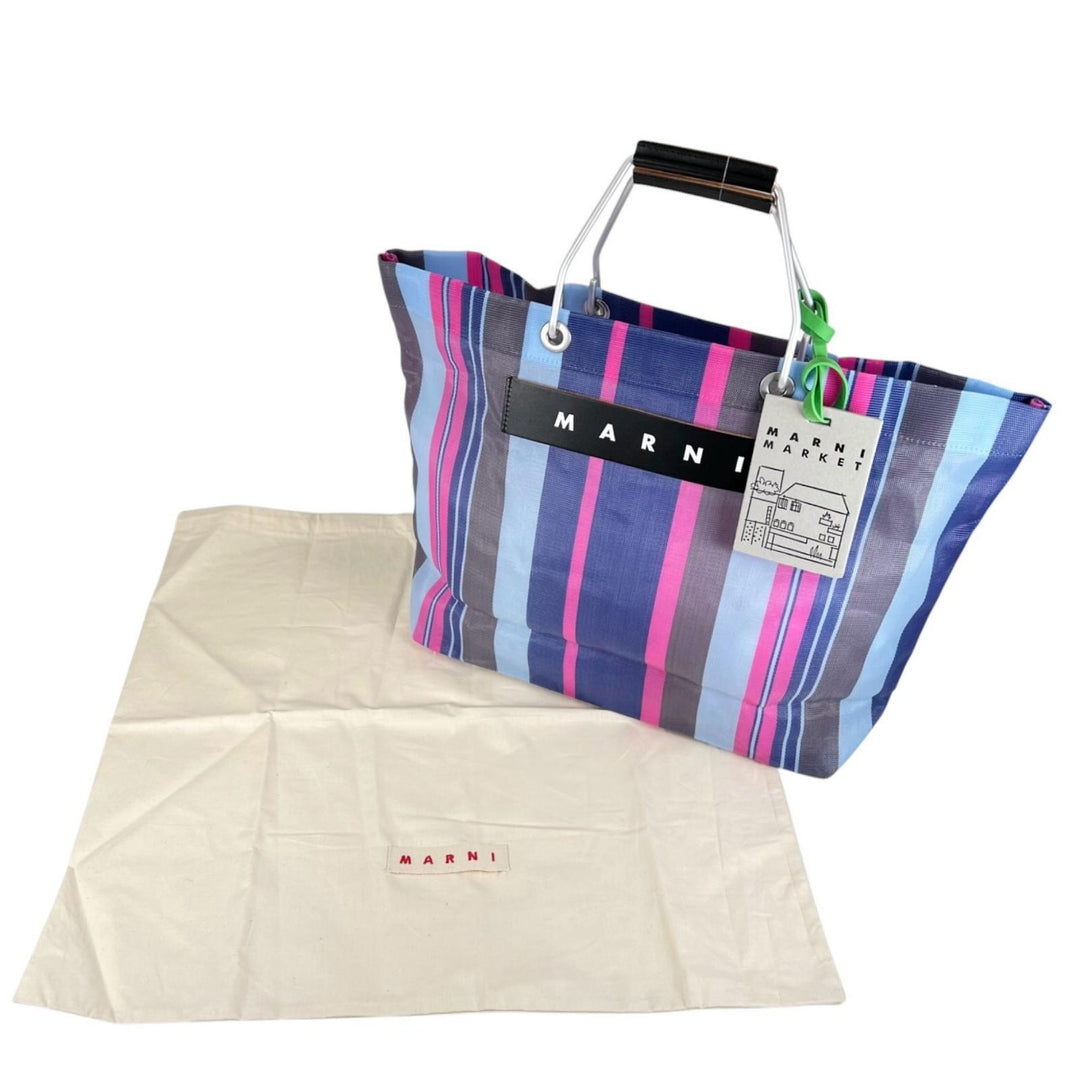 未使用品▲MARNI マルニ SHMHR08A01 FLOWER CAFE フラワーカフェ ストライプ トートバッグ マルチカラー レディース 保存袋付き