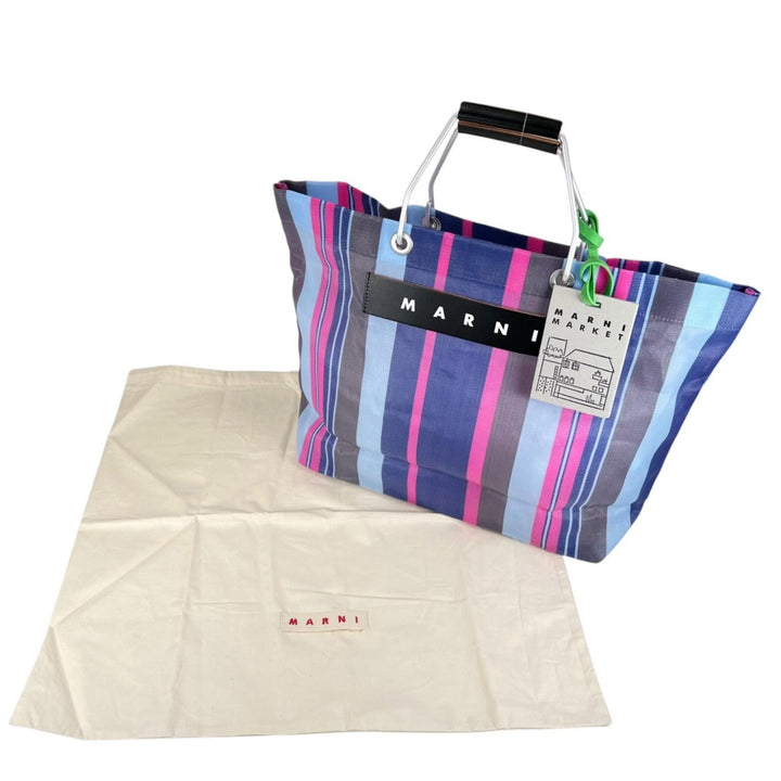 未使用品▲MARNI マルニ SHMHR08A01 FLOWER CAFE フラワーカフェ ストライプ トートバッグ マルチカラー レディース 保存袋付き