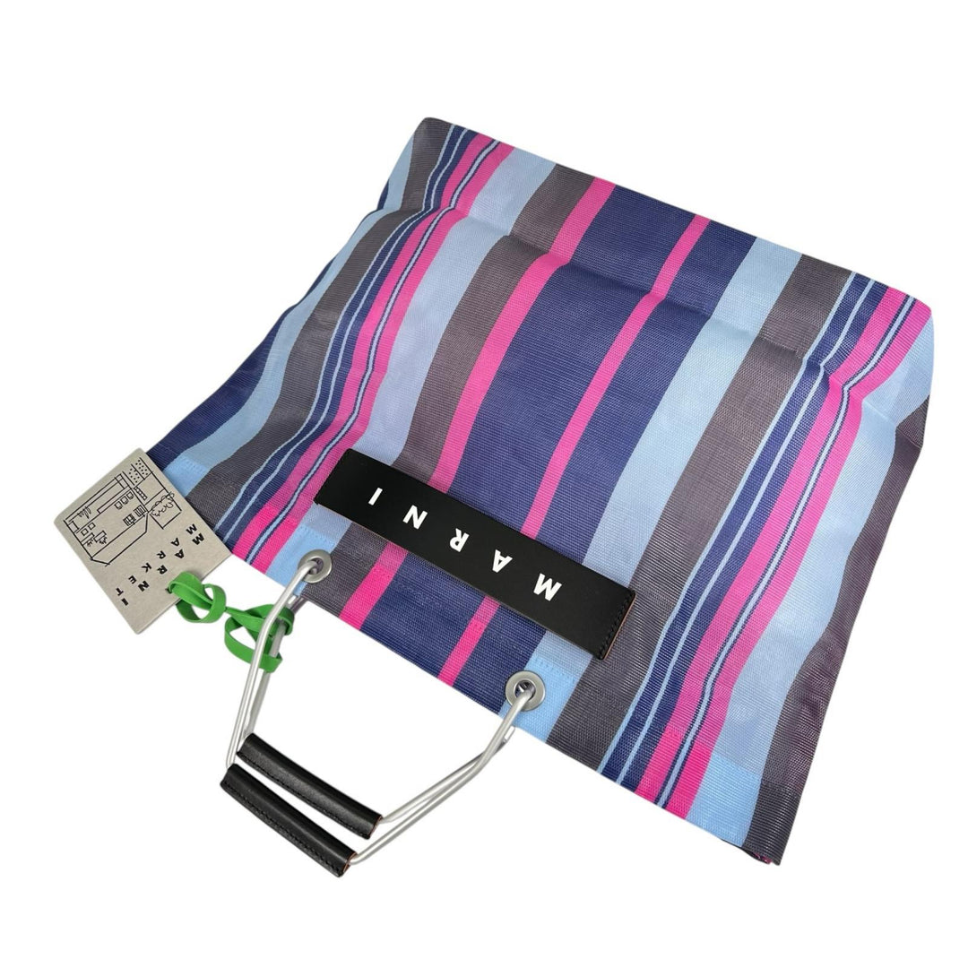 未使用品▲MARNI マルニ SHMHR08A01 FLOWER CAFE フラワーカフェ ストライプ トートバッグ マルチカラー レディース 保存袋付き