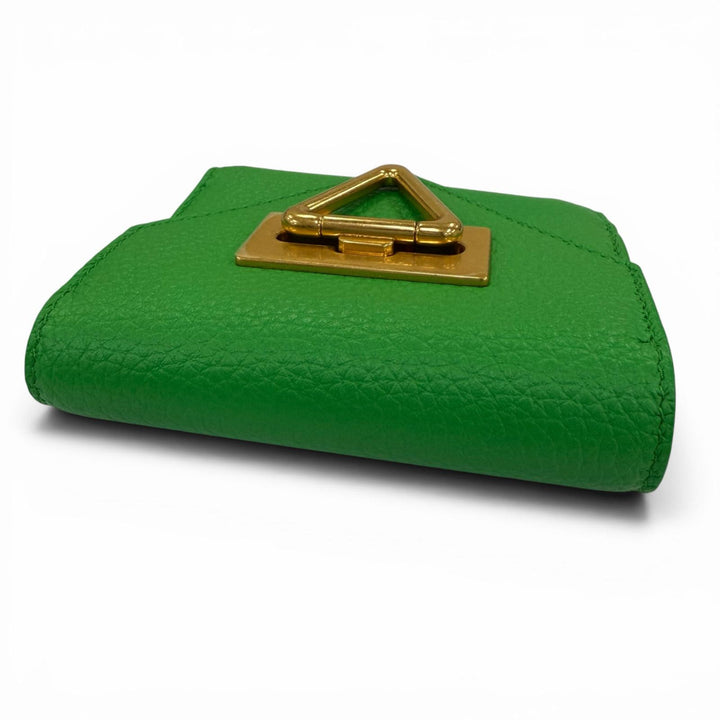 極美品☆BOTTEGAVENETA ボッテガヴェネタ パラキート ポイントロック レザー コンパクトウォレット 三つ折り財布 伊製 レディース 箱付き