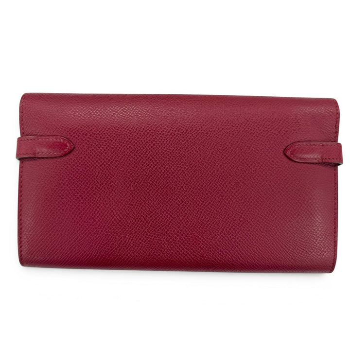 美品☆HERMES エルメス ケリーウォレット ヴォーエプソン ルビー シルバー金具 ロングウォレット 長財布 □N刻印 フランス製 レディース