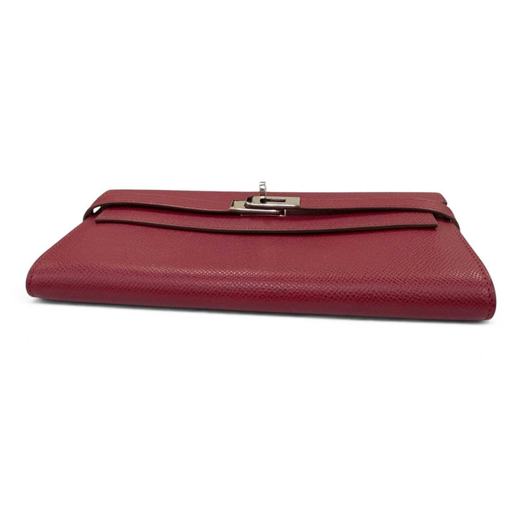 美品☆HERMES エルメス ケリーウォレット ヴォーエプソン ルビー シルバー金具 ロングウォレット 長財布 □N刻印 フランス製 レディース