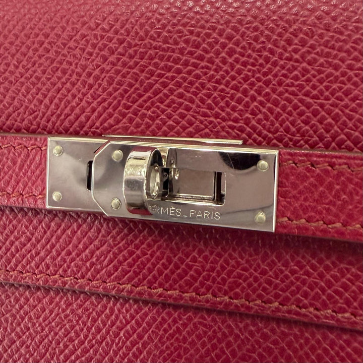 美品☆HERMES エルメス ケリーウォレット ヴォーエプソン ルビー シルバー金具 ロングウォレット 長財布 □N刻印 フランス製 レディース