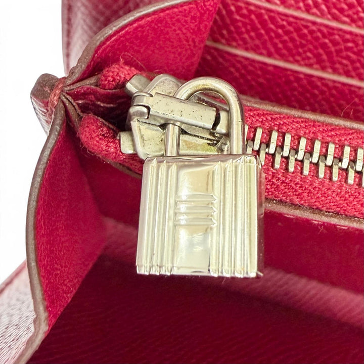美品☆HERMES エルメス ケリーウォレット ヴォーエプソン ルビー シルバー金具 ロングウォレット 長財布 □N刻印 フランス製 レディース