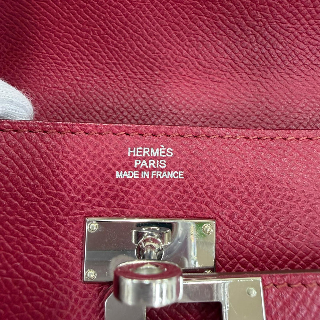 美品☆HERMES エルメス ケリーウォレット ヴォーエプソン ルビー シルバー金具 ロングウォレット 長財布 □N刻印 フランス製 レディース