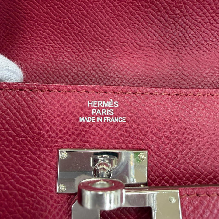 美品☆HERMES エルメス ケリーウォレット ヴォーエプソン ルビー シルバー金具 ロングウォレット 長財布 □N刻印 フランス製 レディース