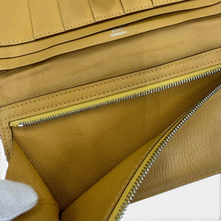 美品☆HERMES エルメス ベアンスフレ アリゲーター クラフト シルバー金具 ロングウォレット 長財布 R刻印 フランス製 レディース