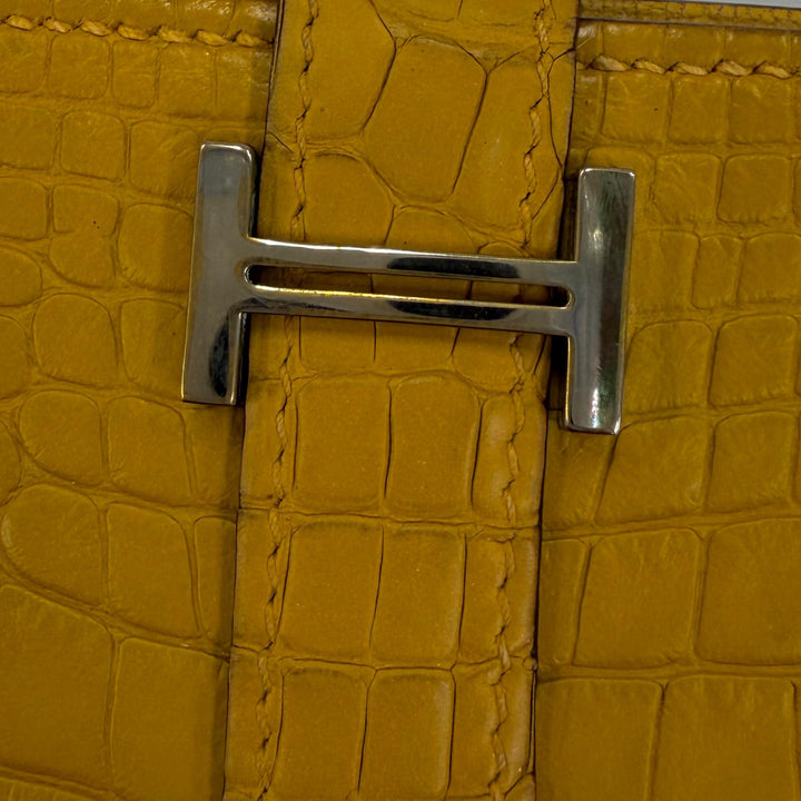美品☆HERMES エルメス ベアンスフレ アリゲーター クラフト シルバー金具 ロングウォレット 長財布 R刻印 フランス製 レディース