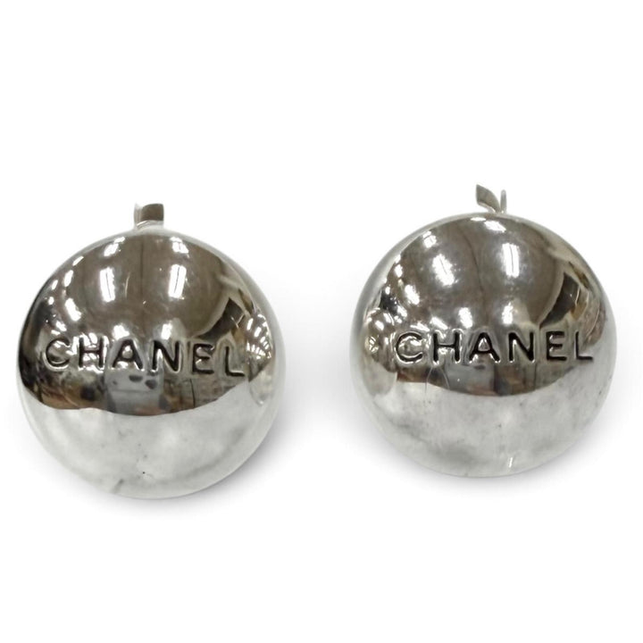 美品★CHANEL シャネル ヴィンテージ 98P ロゴデザイン ラウンド イヤリング アクセサリー シルバー フランス製 レディース