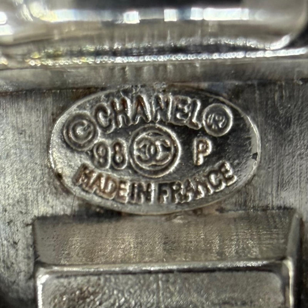 美品★CHANEL シャネル ヴィンテージ 98P ロゴデザイン ラウンド イヤリング アクセサリー シルバー フランス製 レディース