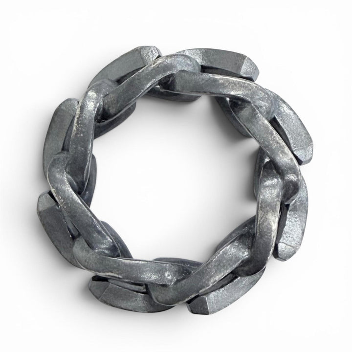 極美品△TIFFANY&amp;Co. ティファニー フォージ リンク リング 指輪 AG925 いぶし仕上げ シルバー 50 JP10号 重量11.81g メンズ レディース