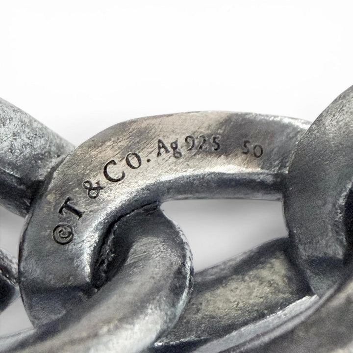 極美品△TIFFANY&amp;Co. ティファニー フォージ リンク リング 指輪 AG925 いぶし仕上げ シルバー 50 JP10号 重量11.81g メンズ レディース