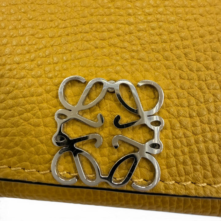 美品☆LOEWE ロエベ アナグラム トライフォールド ウォレット グレインカーフレザー コンパクトウオレット 三つ折り財布 ブラウン系