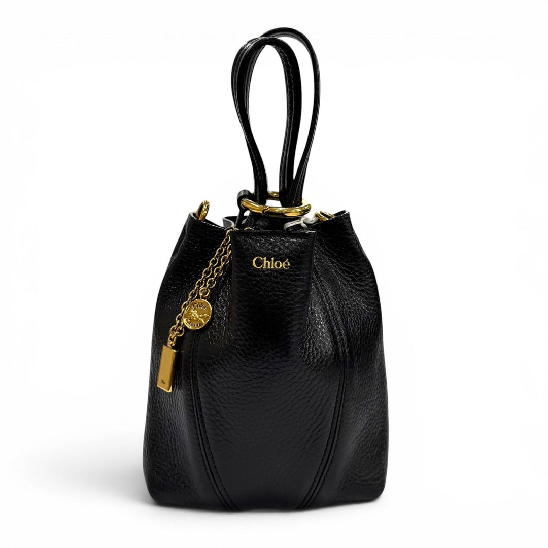 未使用品★Chloe クロエ CHC25SS812N84001 Spin スモール レザー ハンドバッグ ショルダーバッグ ブラック イタリア製 保存袋付き