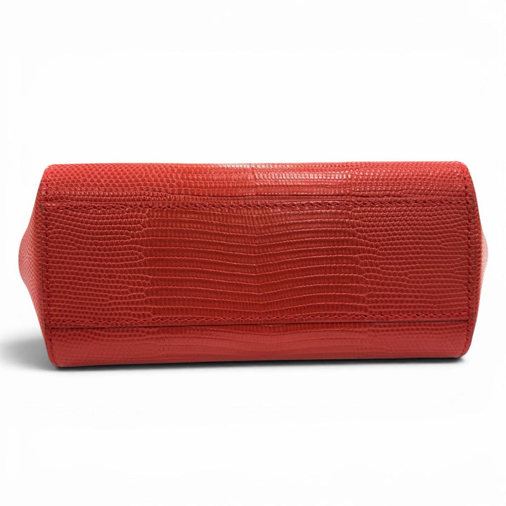 極美品◇DOLCE&amp;GABBANA ドルチェ＆ガッバーナ SICILY イグアナプリントレザー クリスタル DGロゴパッチ チェーンショルダー/ハンドバッグ