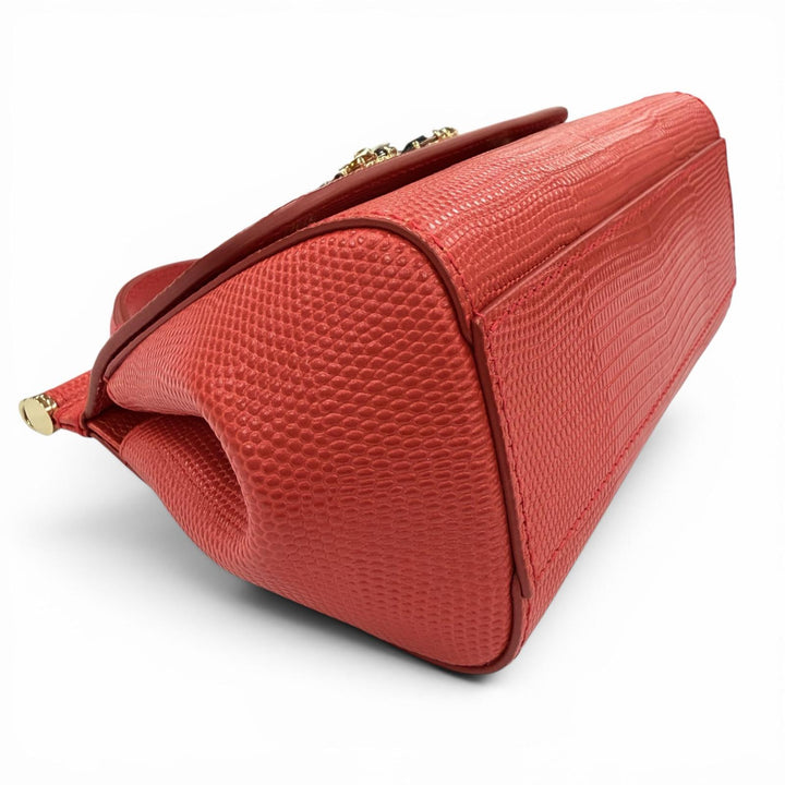 極美品◇DOLCE&amp;GABBANA ドルチェ＆ガッバーナ SICILY イグアナプリントレザー クリスタル DGロゴパッチ チェーンショルダー/ハンドバッグ