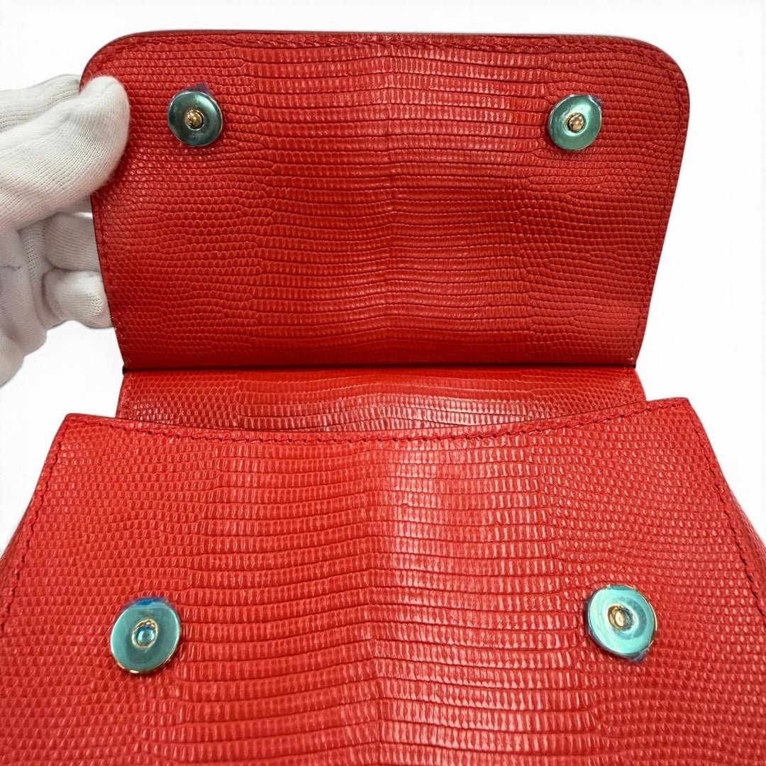 極美品◇DOLCE&amp;GABBANA ドルチェ＆ガッバーナ SICILY イグアナプリントレザー クリスタル DGロゴパッチ チェーンショルダー/ハンドバッグ