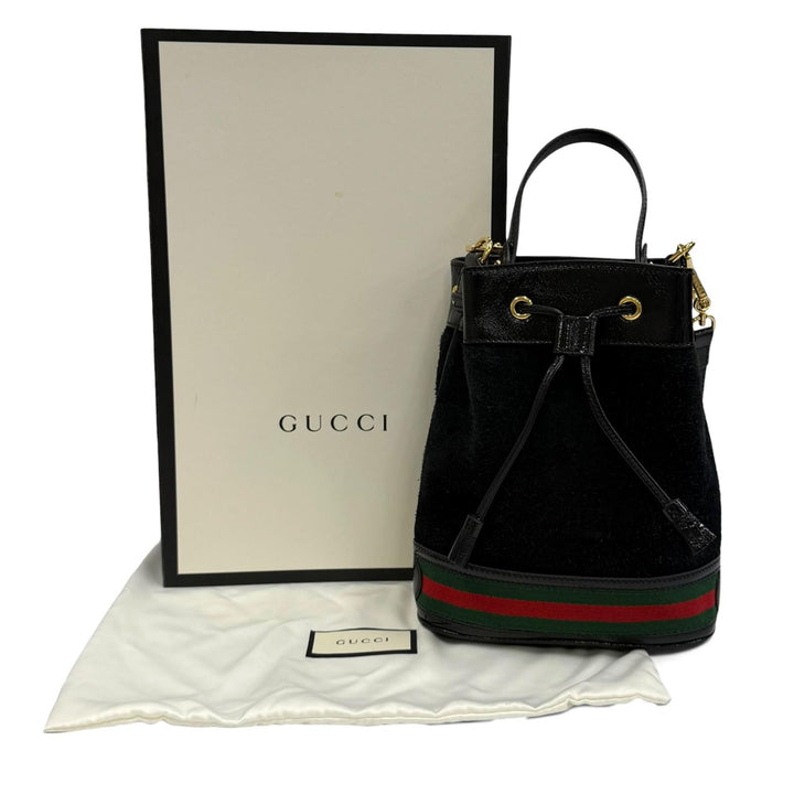 極美品★GUCCI グッチ 550621 シェリーライン スウェード切り替え レザー 2WAY ハンドバッグ ショルダーバッグ ブラック 箱・保存袋付き