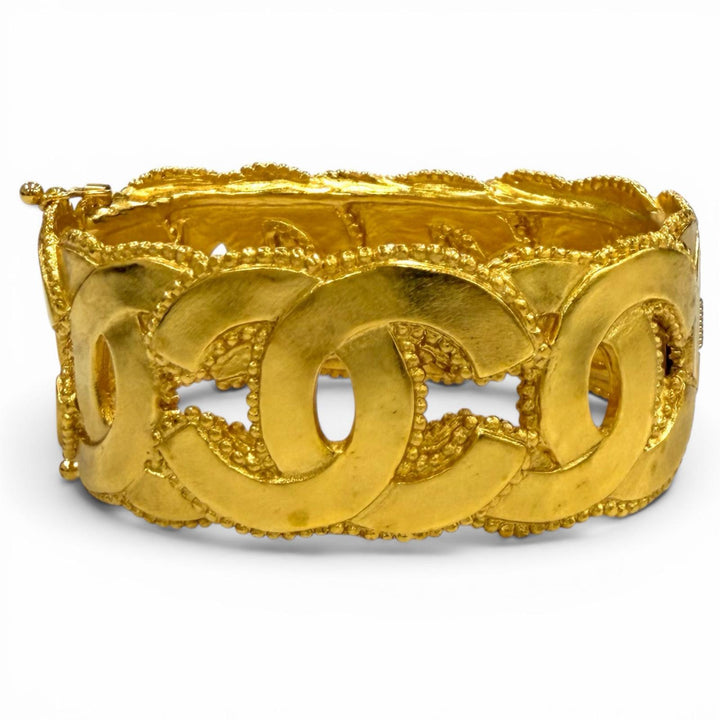 極美品★CHANEL シャネル ヴィンテージ 96A ココマーク バングル ブレスレット アクセサリー ゴールド フランス製 レディース 箱付き
