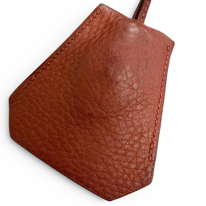 良品△HERMES エルメス ヴィンテージ レザー ルージュアッシュ シルバー金具 マルジェラ期 クロシェット ネックレス □D刻印 仏製 メンズ
