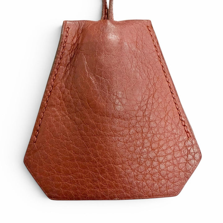良品△HERMES エルメス ヴィンテージ レザー ルージュアッシュ シルバー金具 マルジェラ期 クロシェット ネックレス □D刻印 仏製 メンズ