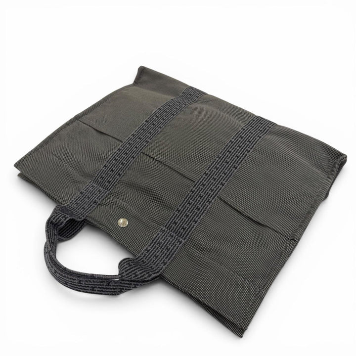 美品☆HERMES エルメス エールライン MM シルバー金具 セリエ金具 キャンバス トートバッグ ハンドバッグ グレー フランス製 レディース