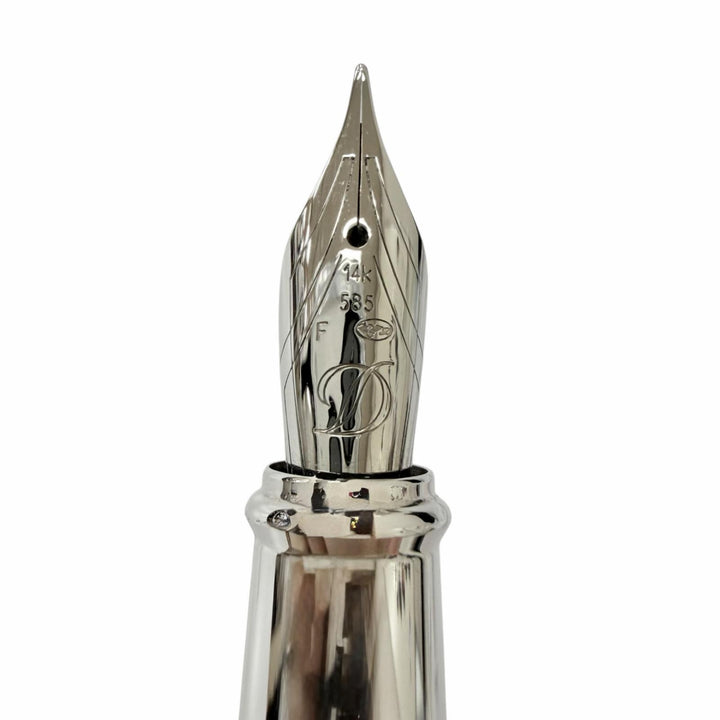 極美品□Dupont デュポン ラインD エタニティ ペン先14K Fニブ キャップ式 万年筆 ステーショナリー ブラック シルバー フランス製　