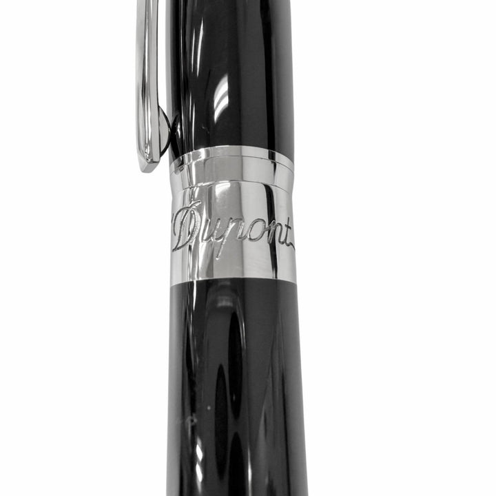 極美品□Dupont デュポン ラインD エタニティ ペン先14K Fニブ キャップ式 万年筆 ステーショナリー ブラック シルバー フランス製　