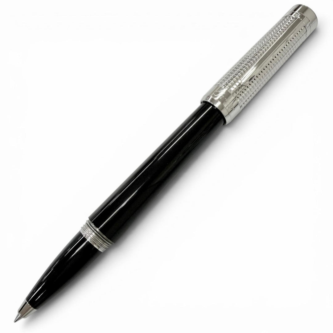 美品□Cartier カルティエ ST220009 パシャ ドゥ カルティエ ダイヤモンドヘッド ボールペン ブラック シルバー ドイツ製 筆記確認済み　