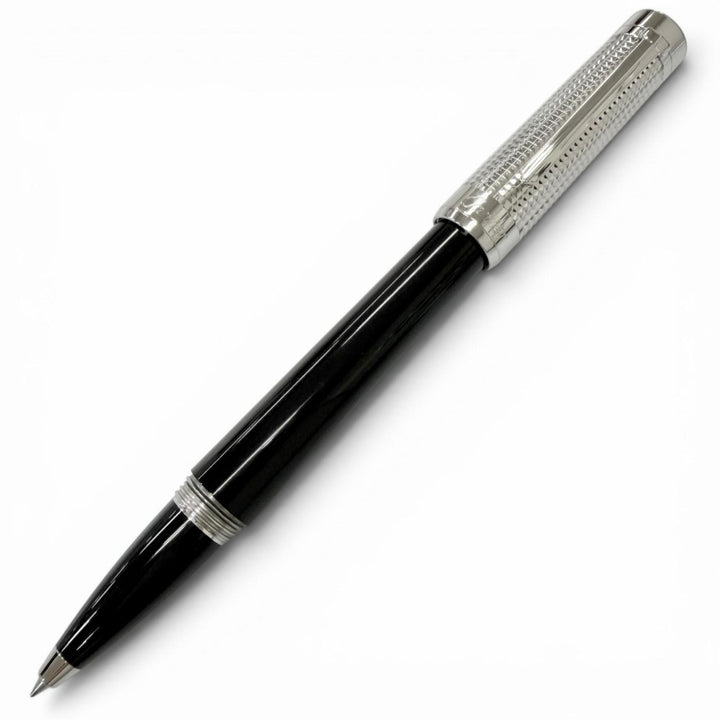 美品□Cartier カルティエ ST220009 パシャ ドゥ カルティエ ダイヤモンドヘッド ボールペン ブラック シルバー ドイツ製 筆記確認済み　