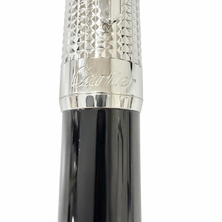 美品□Cartier カルティエ ST220009 パシャ ドゥ カルティエ ダイヤモンドヘッド ボールペン ブラック シルバー ドイツ製 筆記確認済み　
