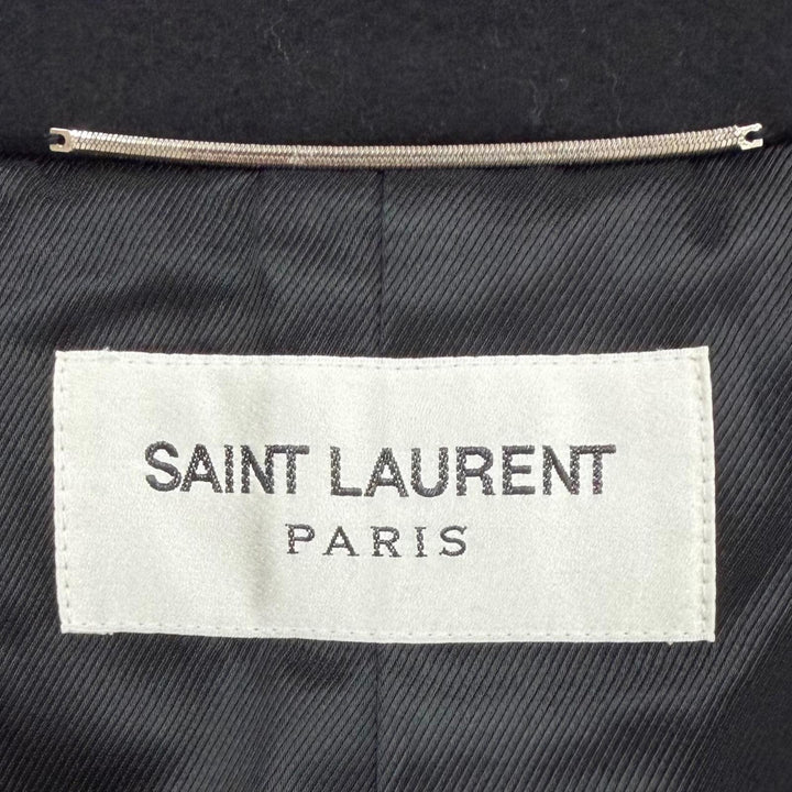 極美品▼SAINT LAURENT PARIS サンローランパリ 631672 カシミヤ ウール 比翼仕立て チェスターコート ブラック 50 伊製 正規品 メンズ